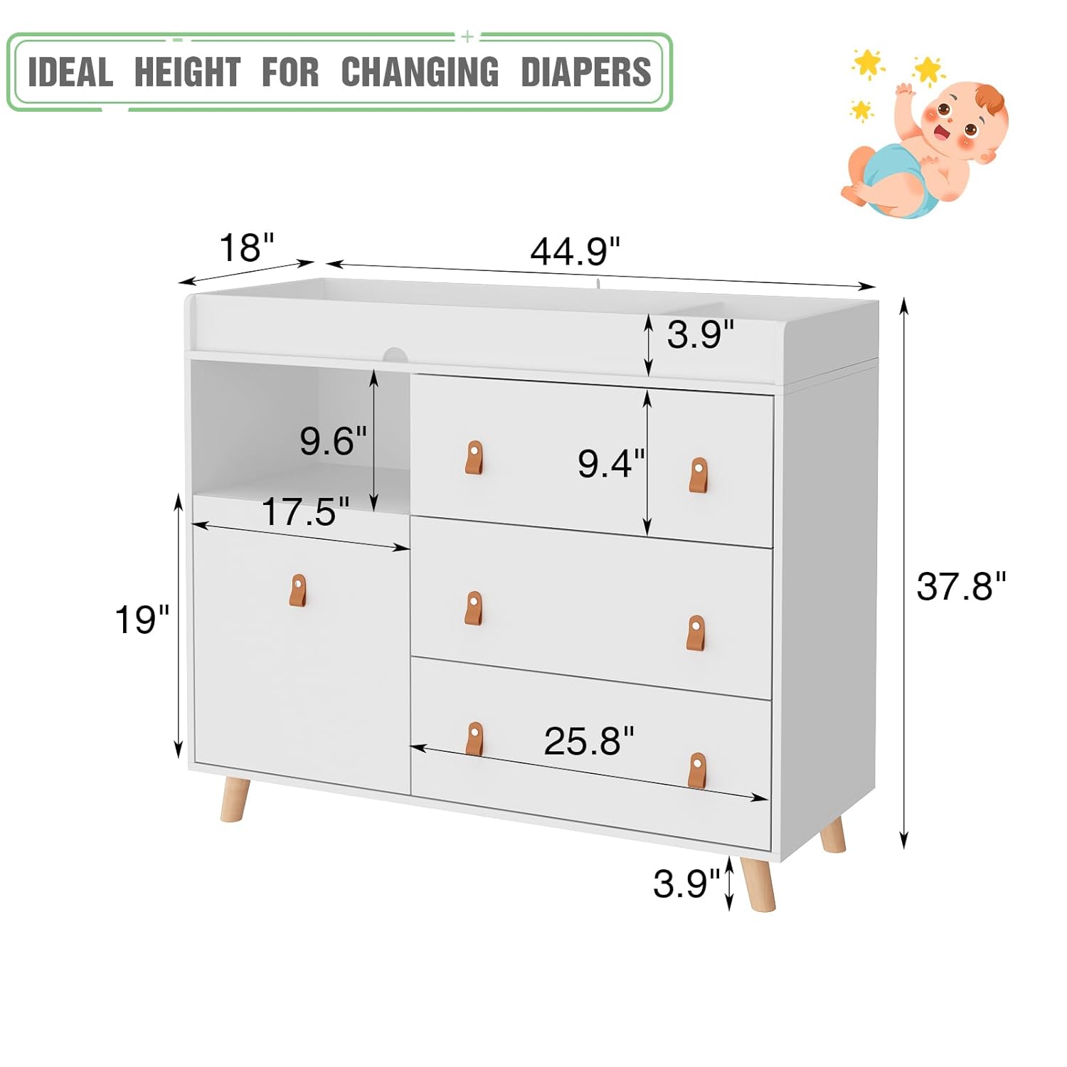 Baby Dresser Changing Table wi - Baby Nursery Laundry Basket のレビューと価格