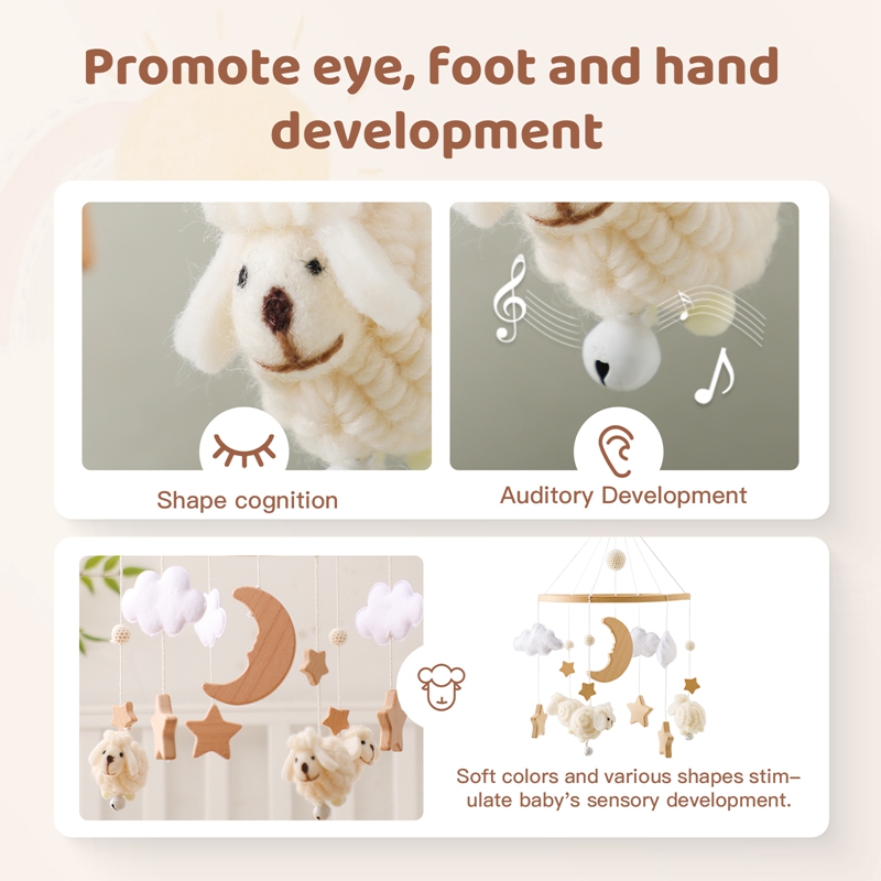 Wooden Baby Rattle Mobile 0-12 - Crib Mobile Musical のレビューと価格