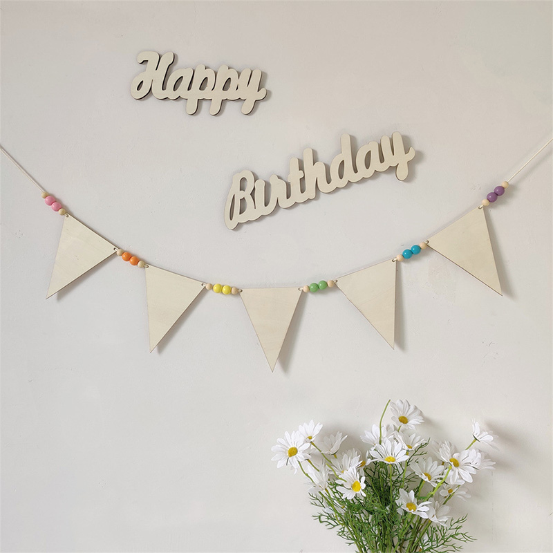 Baby Room Garland Wooden Trian - Baby Nursery Garland のレビューと価格